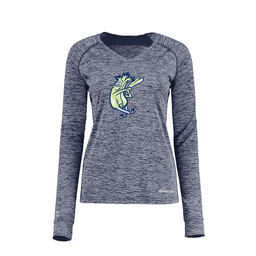 [222770.U22.XS-LOGO1] Ladies Electric Long Sleeve Shirt (Female Adult XS, Navy, Logo 1)