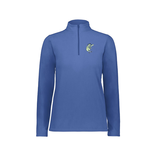 [6864.060.XS-LOGO1] Ladies MicroFleece 1/4 Zip Pullover (Female Adult XS, Royal, Logo 1)